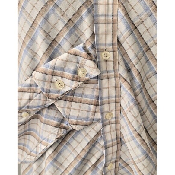 GUESS Long Sleeved Men's Shirt 100% Cotton Size M - Blue/Beige/White - Picture 3 of 12